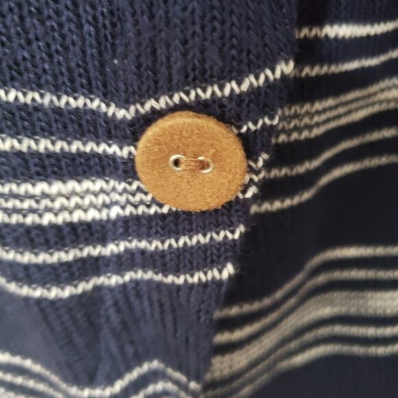 Mine by Anthropologie Blue and White Striped Button High Low Tunic Top Small - Picture 5 of 11